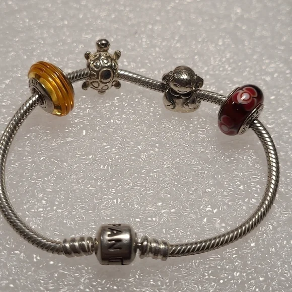 Vintage Pandora Charm Bracelet with Charms 925 - Picture 1 of 15